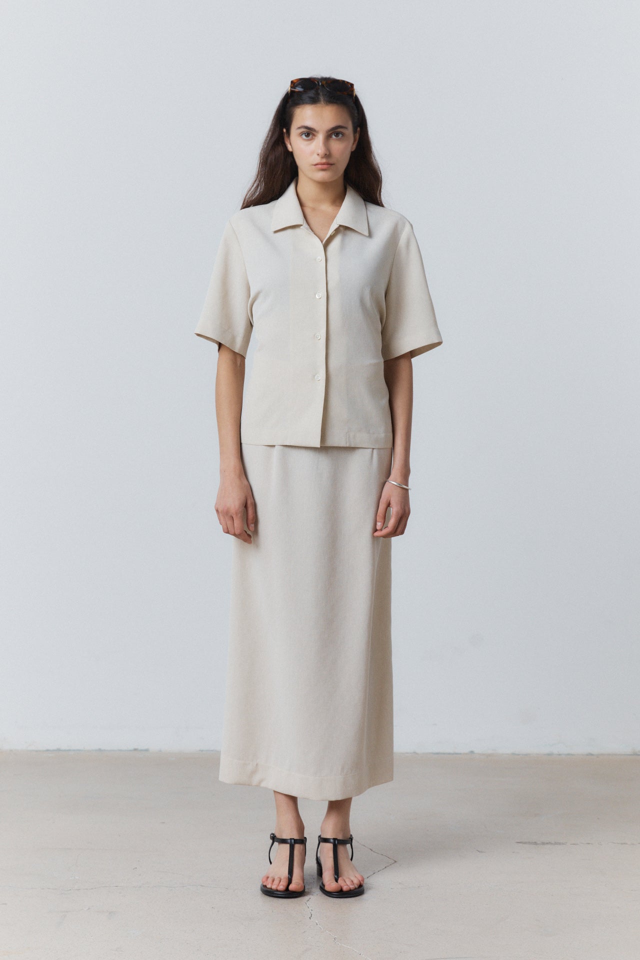 Light Twill A-line Skirt Beige