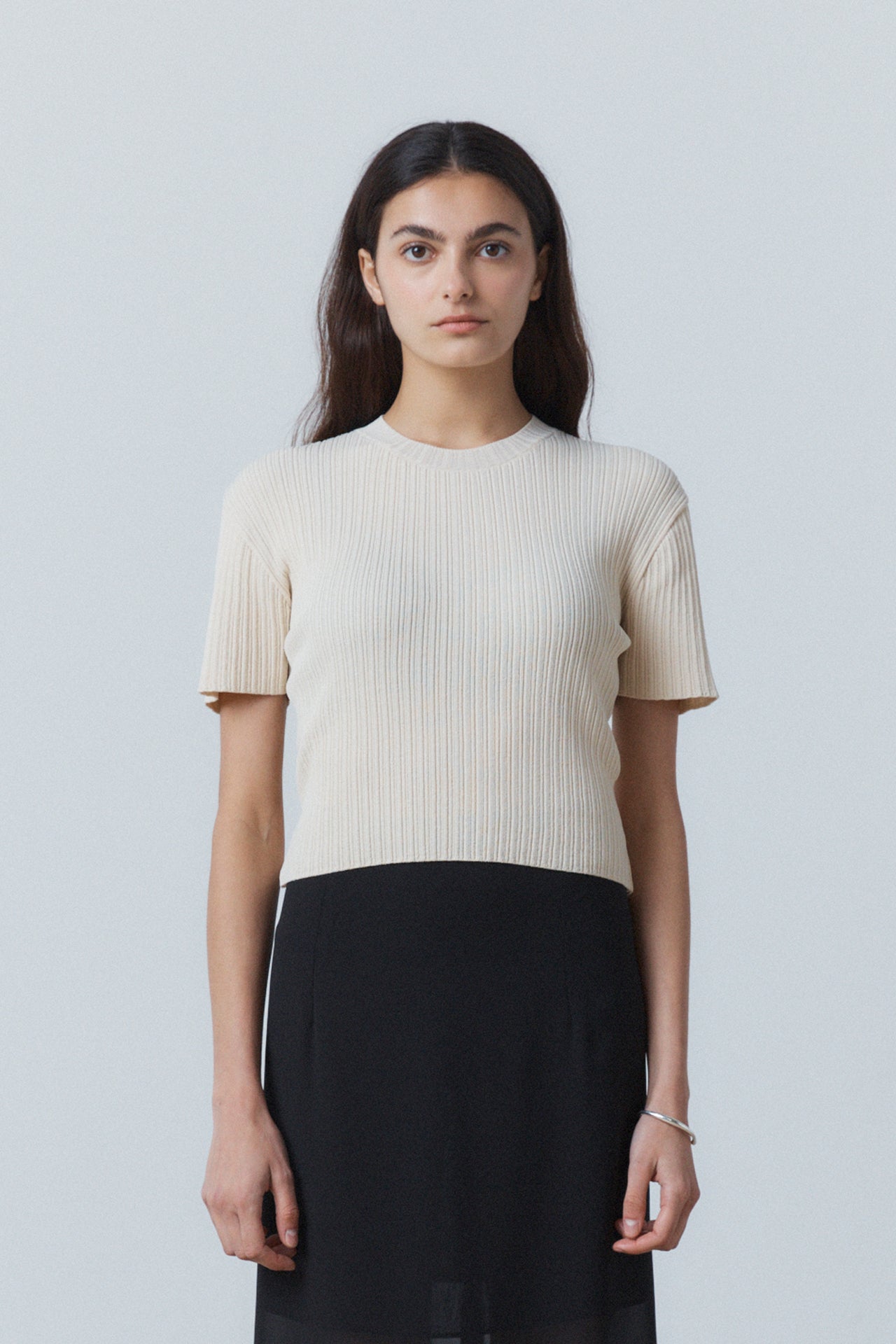 Comfort Blend Ribbed Knit Top Cream