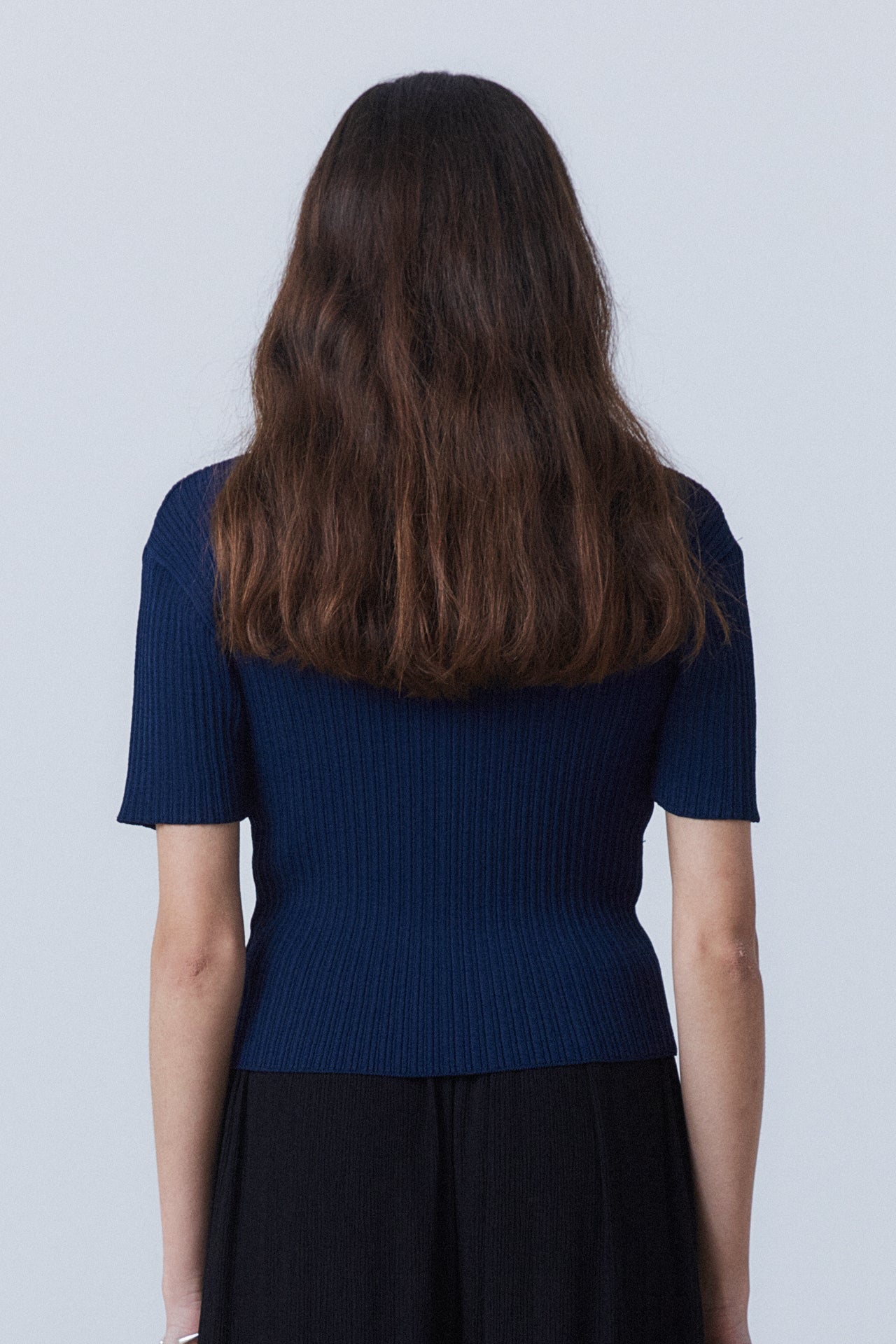 Comfort Blend Ribbed Knit Top Navy