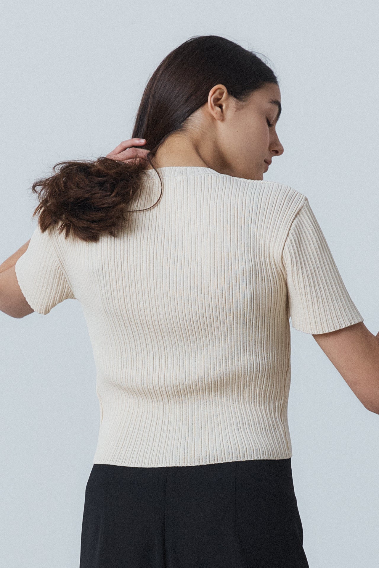 Comfort Blend Ribbed Knit Top Cream