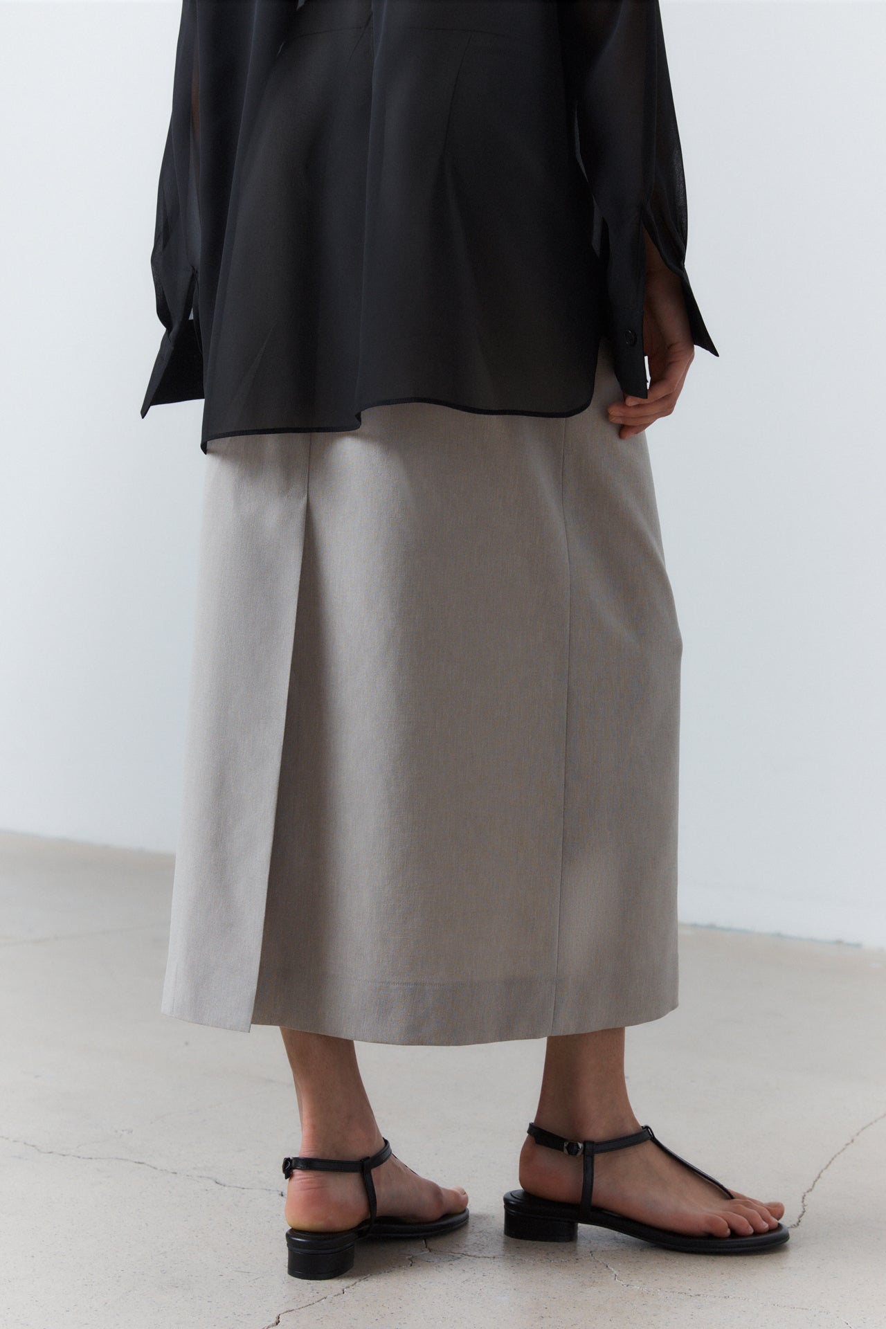 Light Twill A-line Skirt Gray Beige