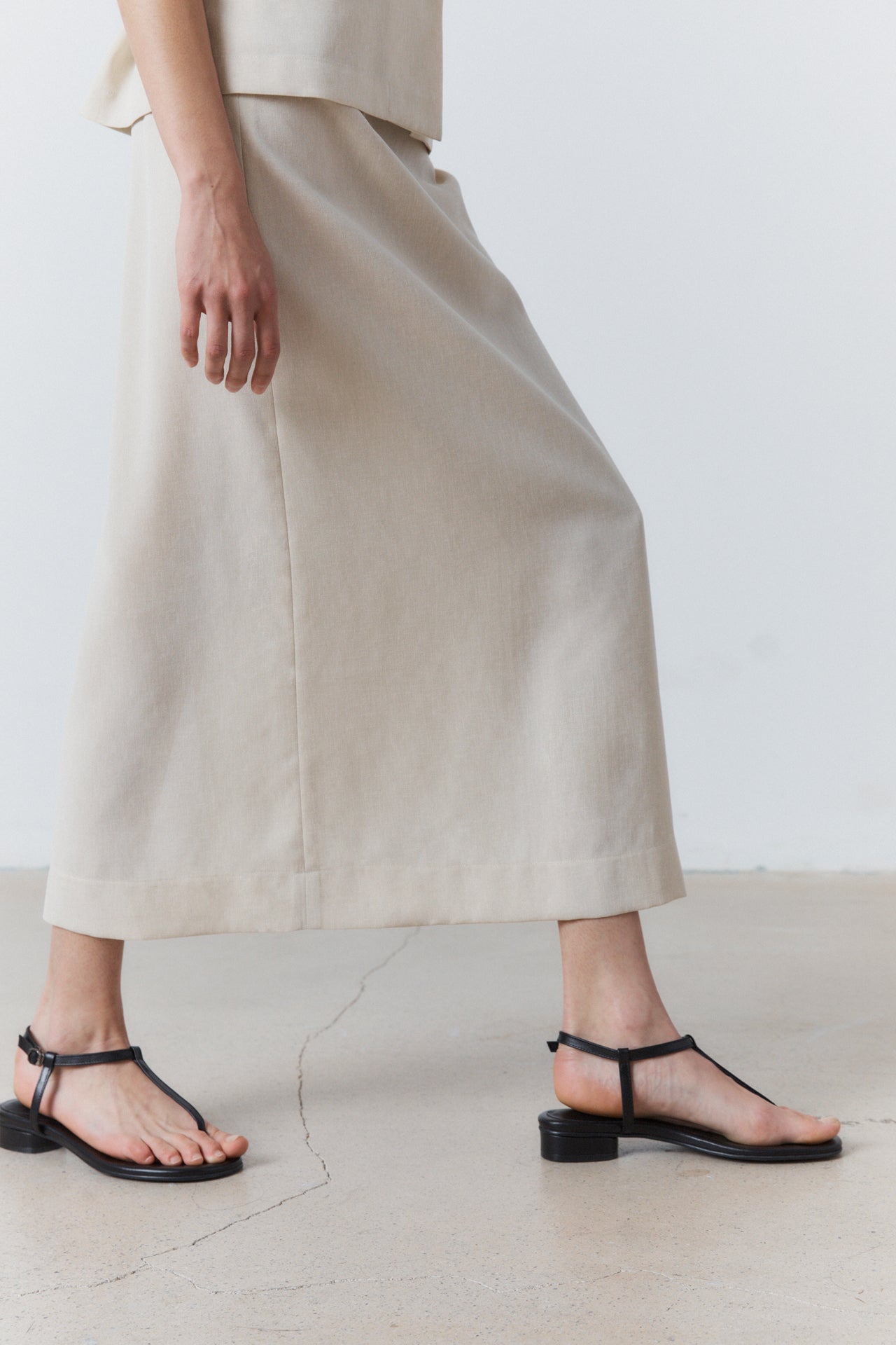 Light Twill A-line Skirt Beige