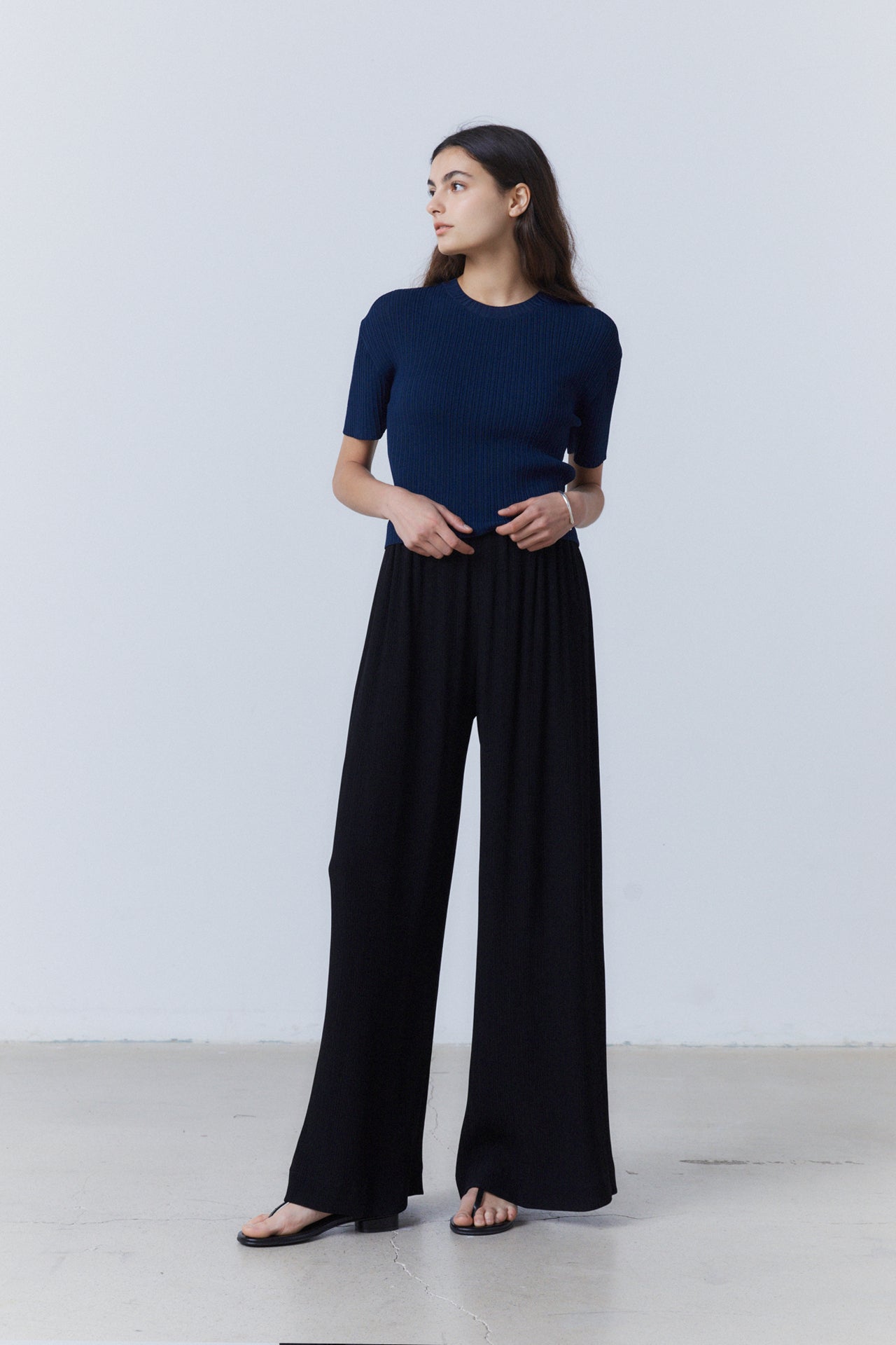 Comfort Blend Ribbed Knit Top Navy