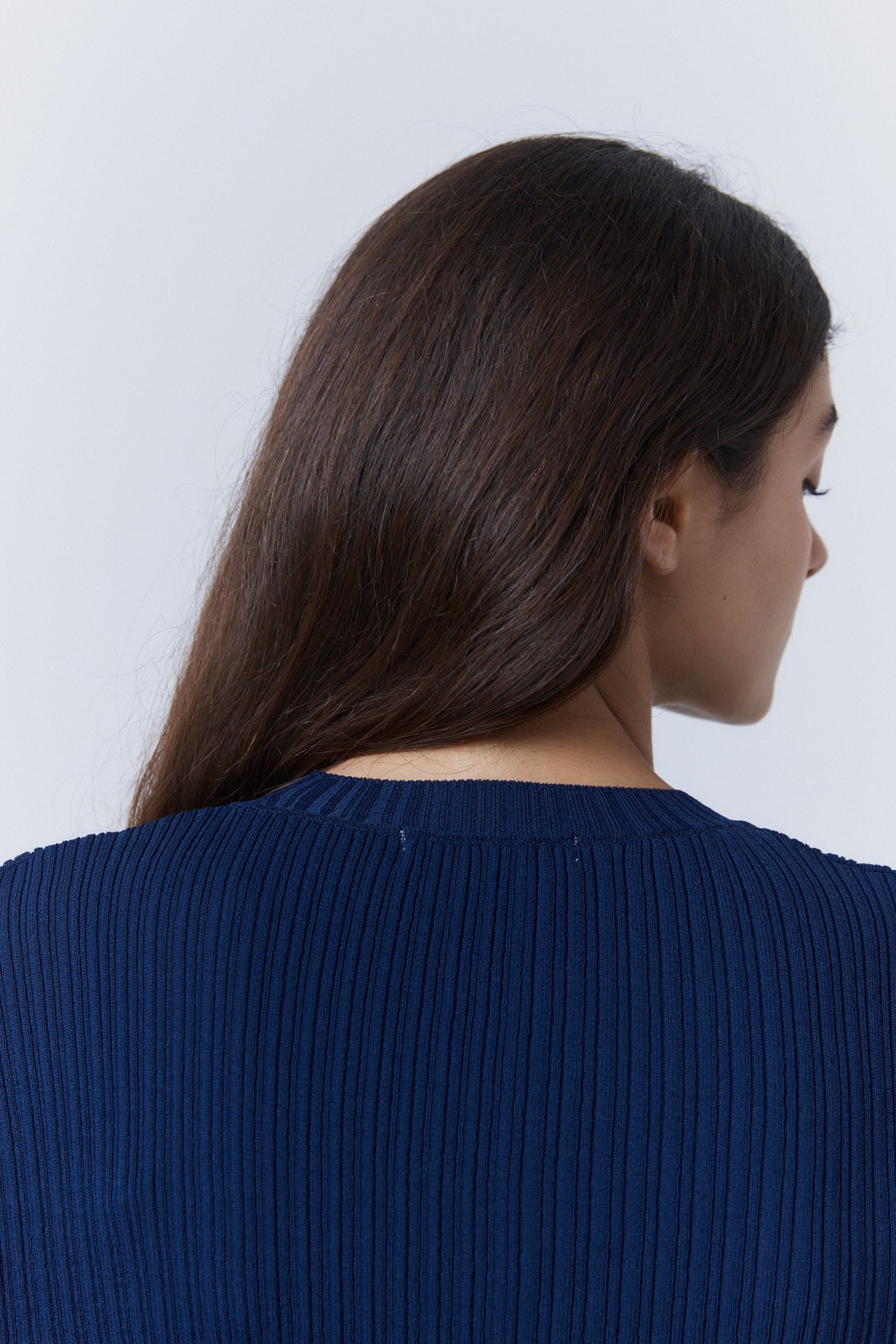 Comfort Blend Ribbed Knit Top Navy