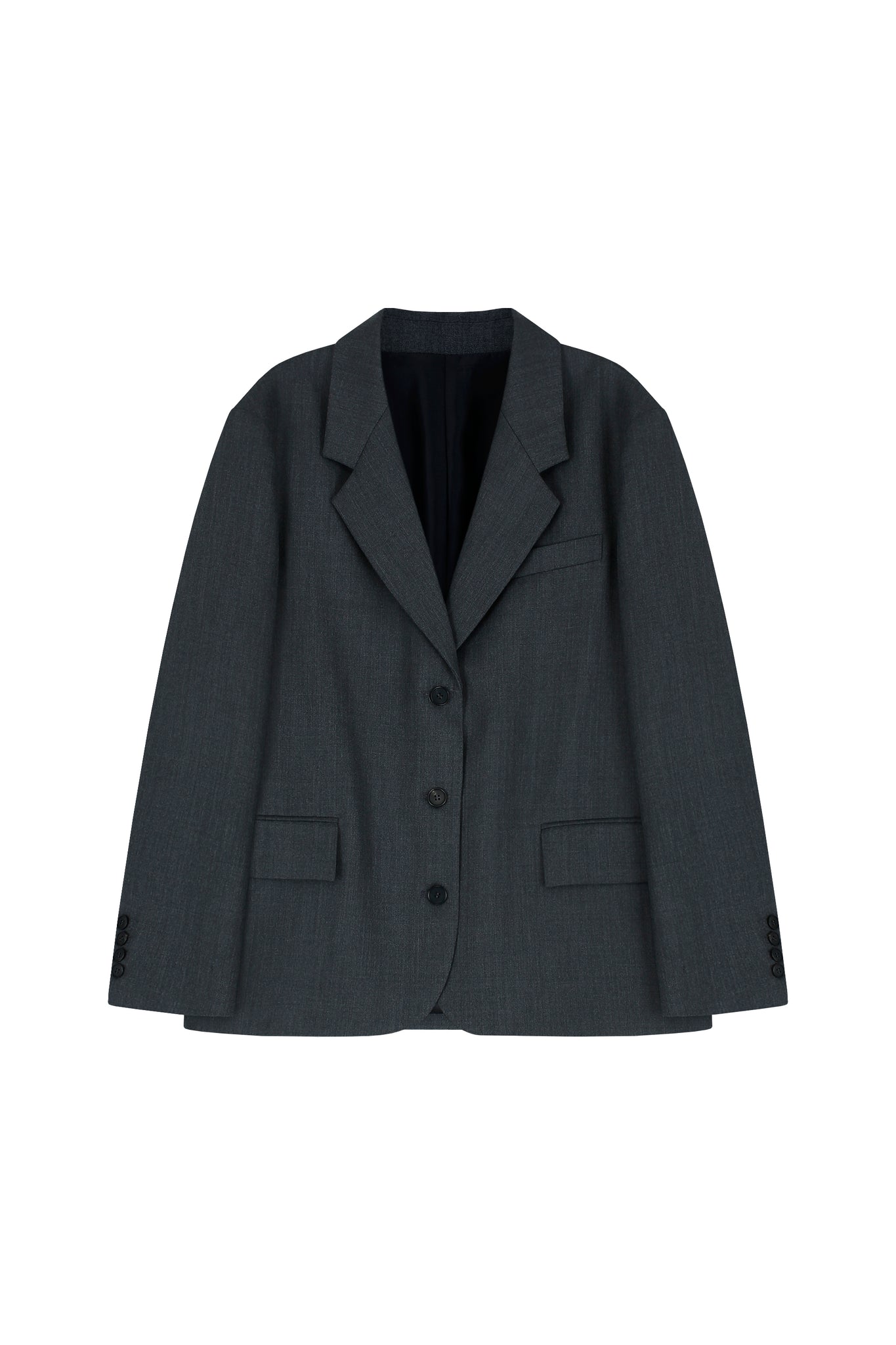 Wool Single Blazer Gray