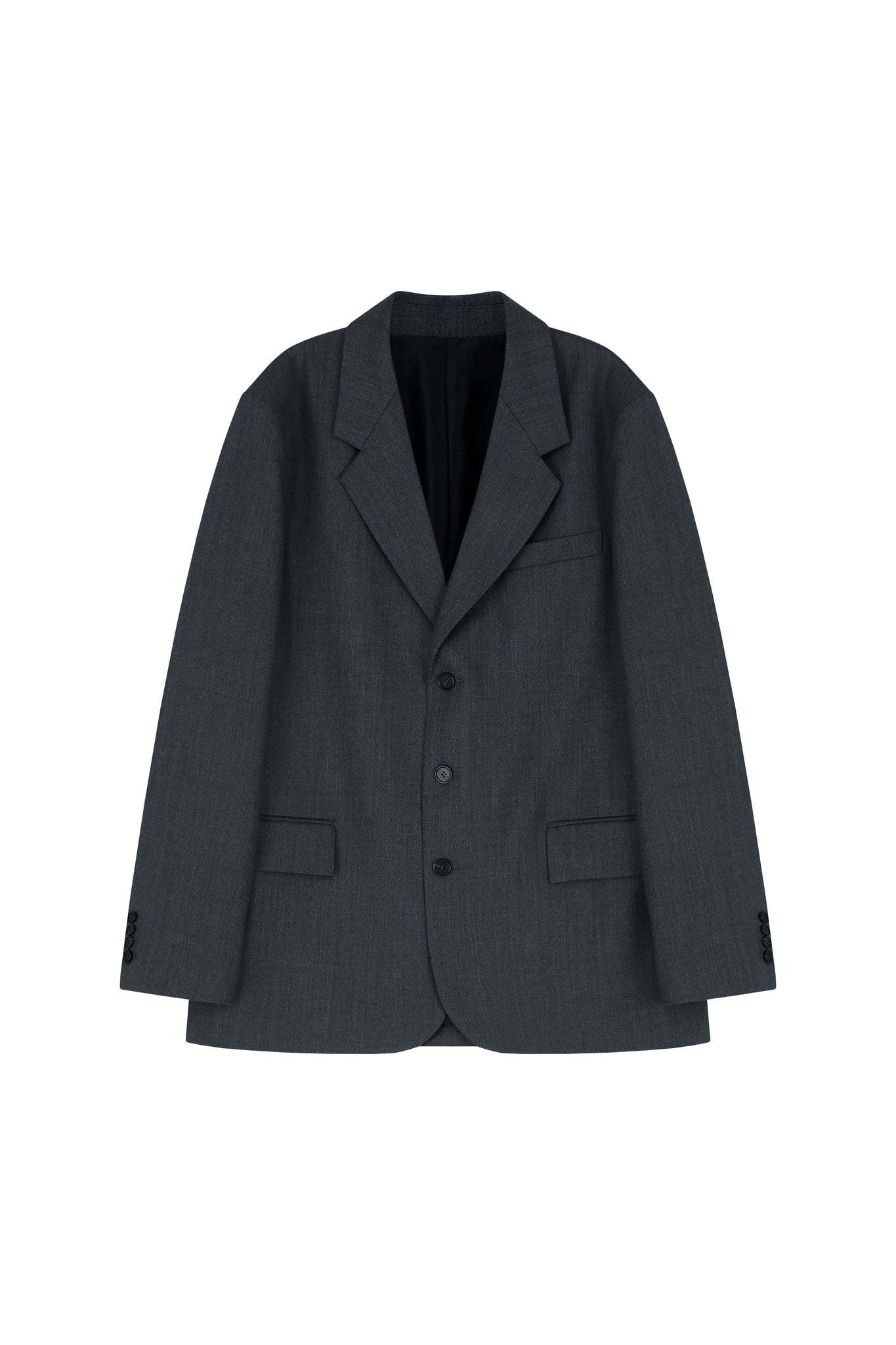 Wool Single Blazer Gray