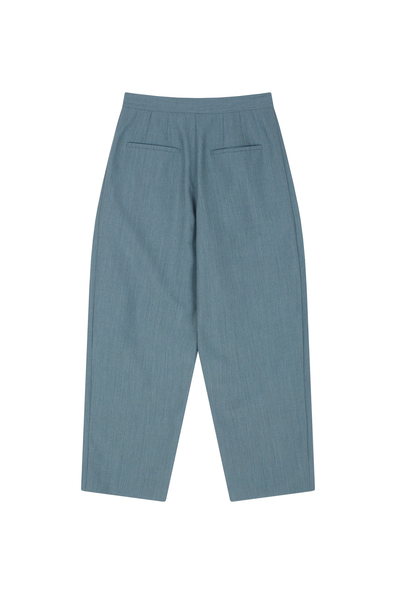 Wool Tuck Wide Trousers Ash Blue