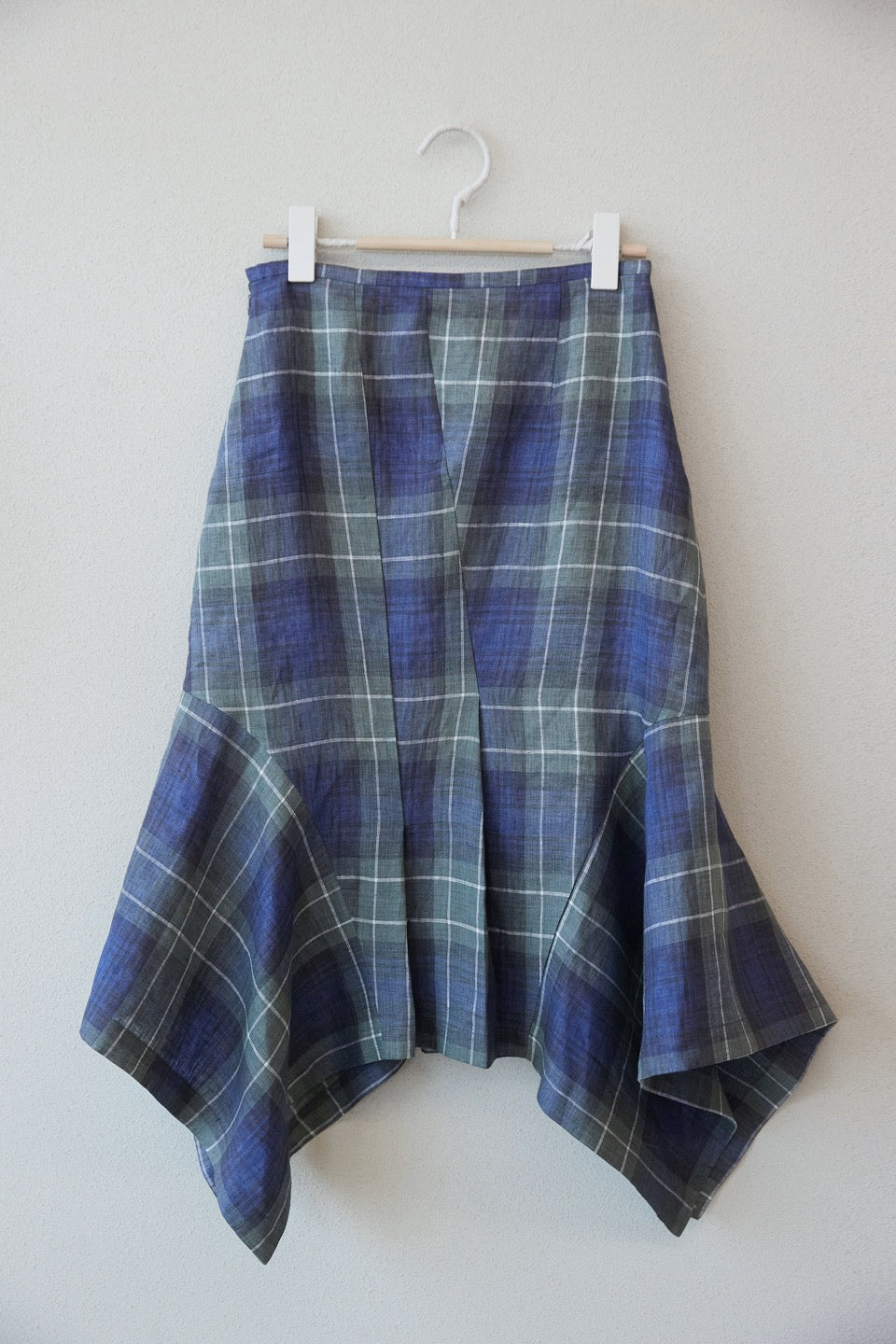 SONO Linen Checkered Midi Skirt