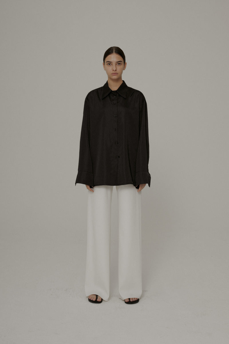 31 silky shirts (black) - LINGER GALLERY