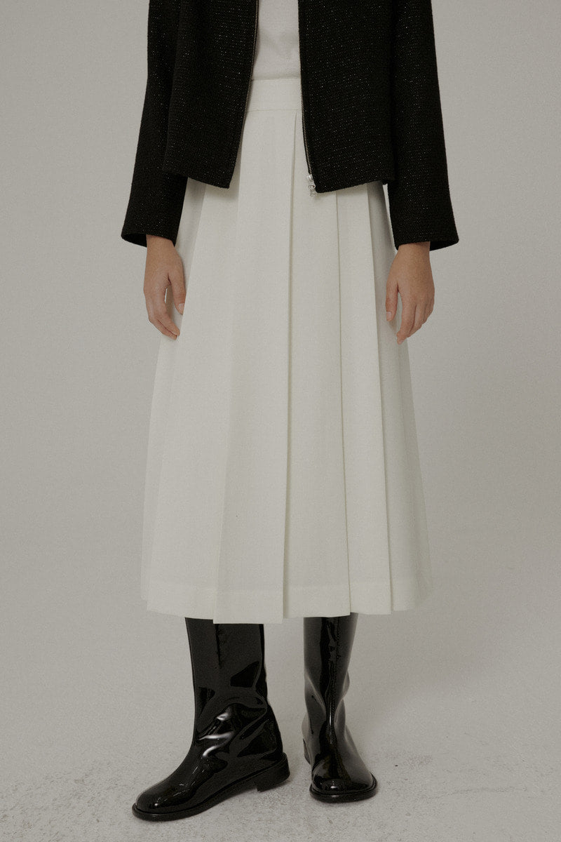 31 serge wool pleated skirt (cream white) - LINGER GALLERY