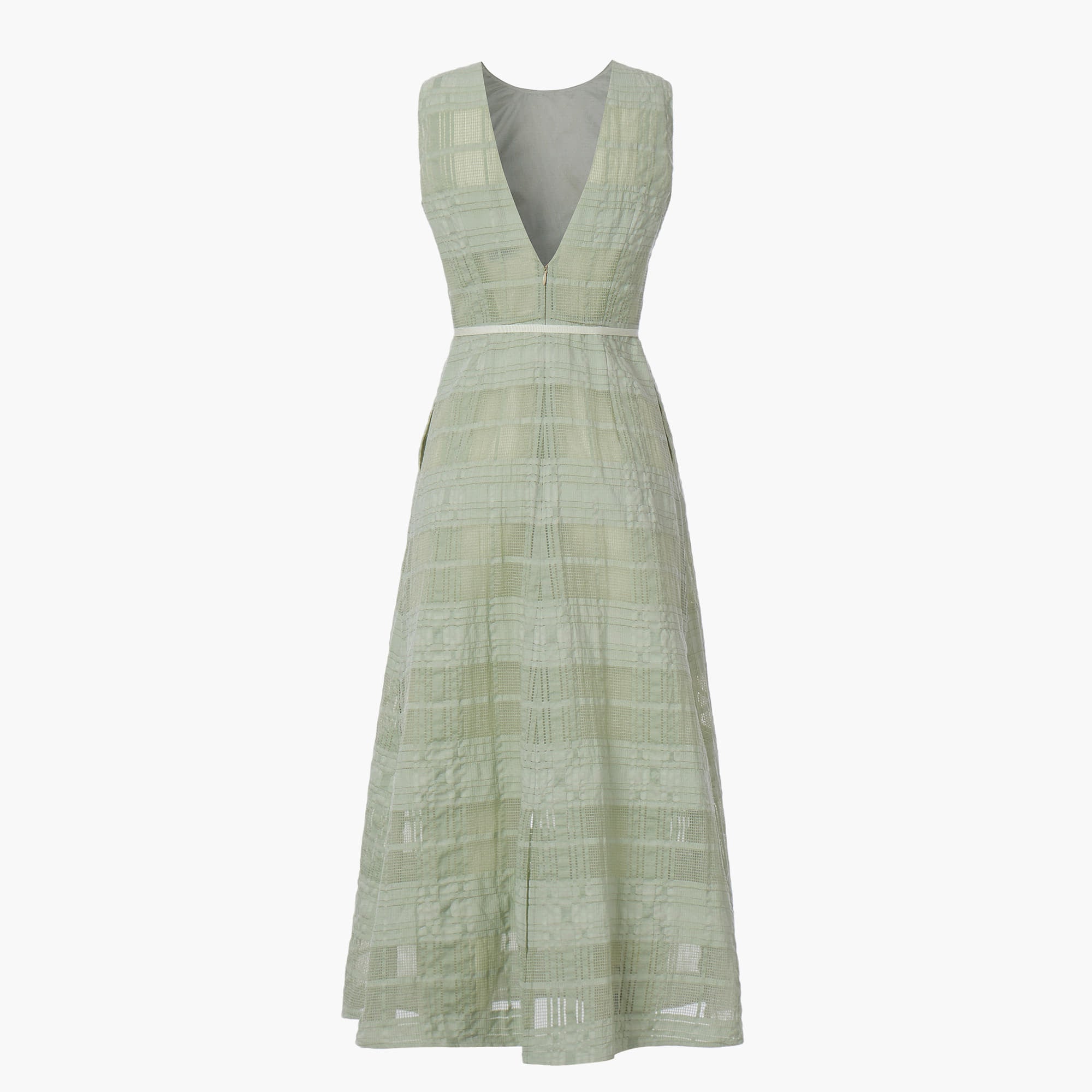 CHECKERED LACE SLEEVELESS DRESS - LINGER GALLERY
