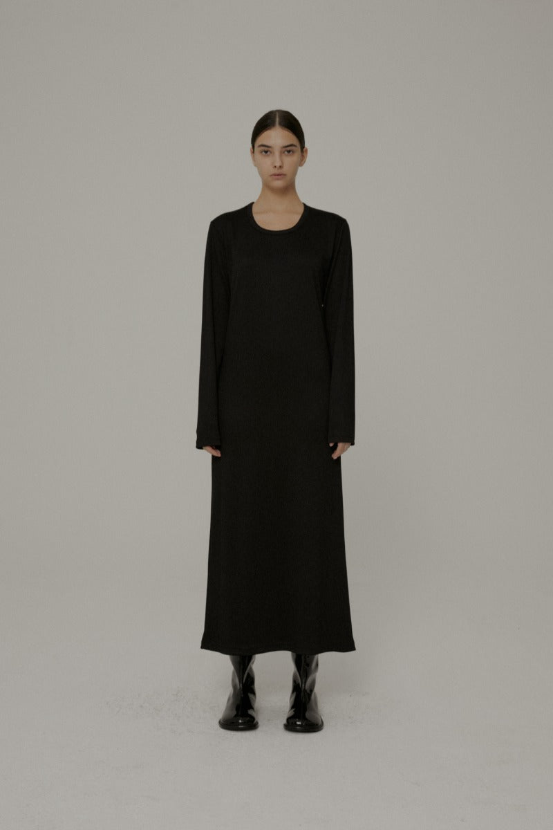 31 heavy nylon jersey maxi dress (black) - LINGER GALLERY