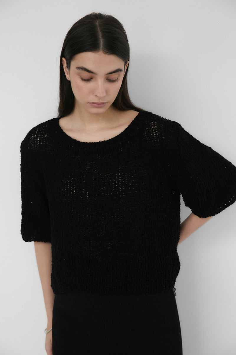 31 crochet knit top (black)