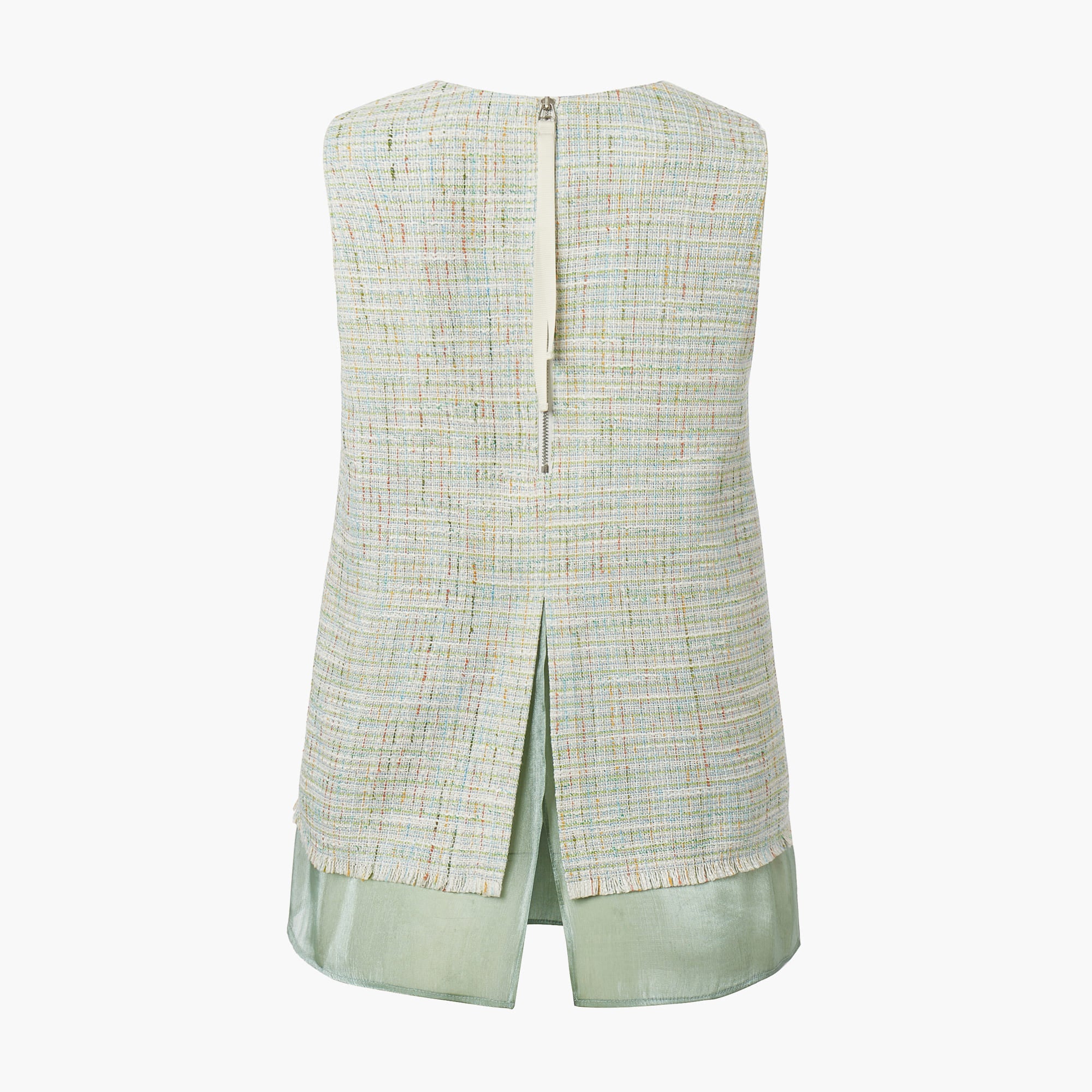 ORGANZA LAYERED TWEED SLEEVELESS TOP