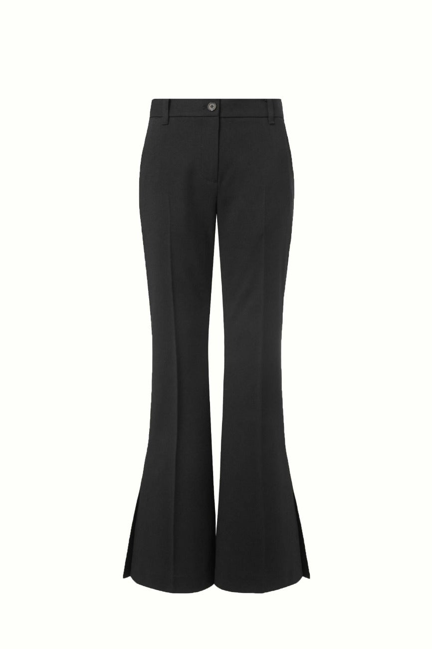 BOOTCUT TROUSERS WITH BUTTON DETAIL, BLACK
