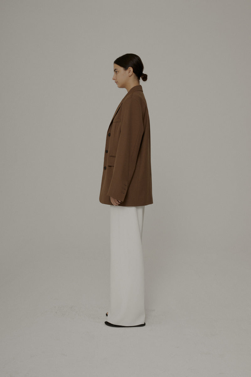 31 serge wool single jacket (brown) - LINGER GALLERY