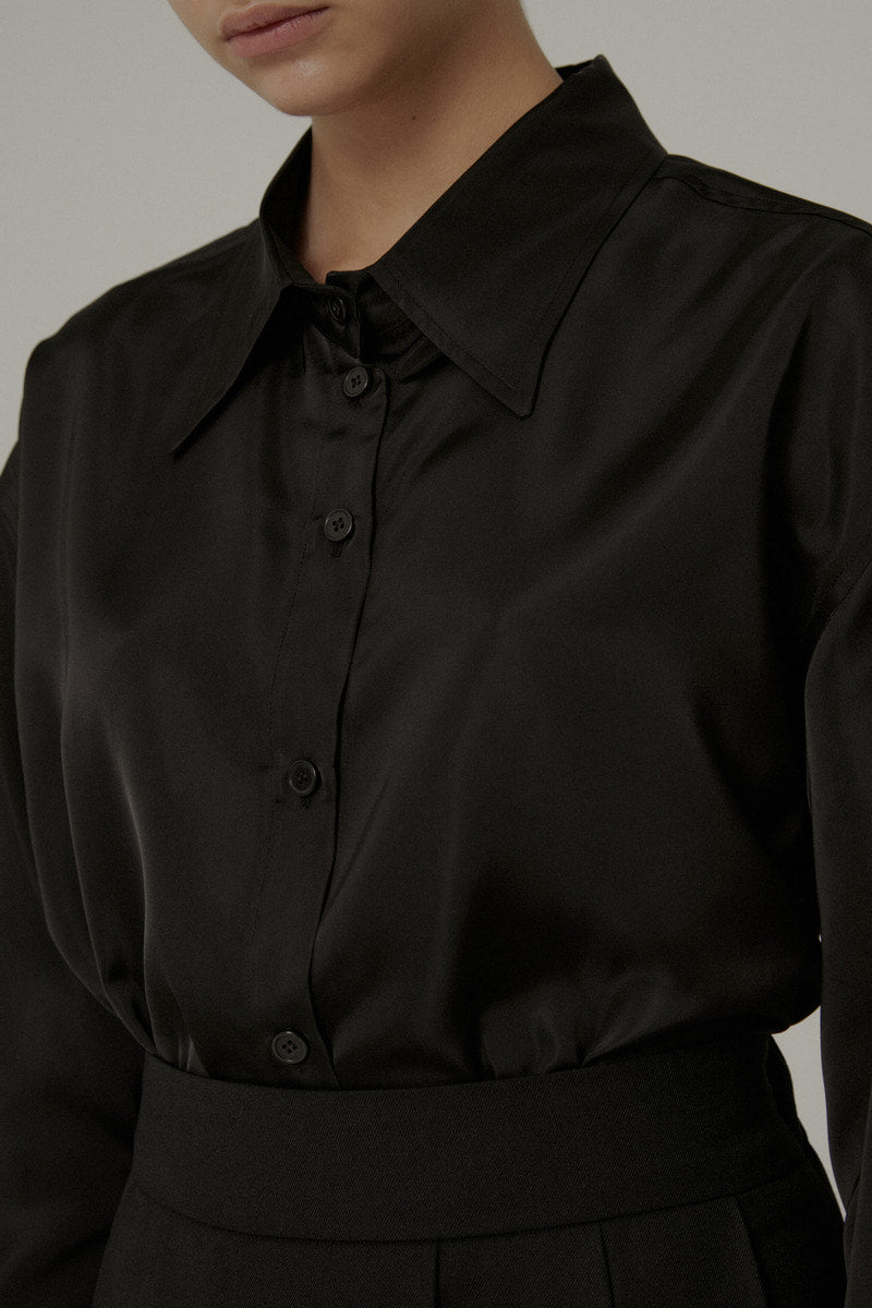 31 silky shirts (black) - LINGER GALLERY
