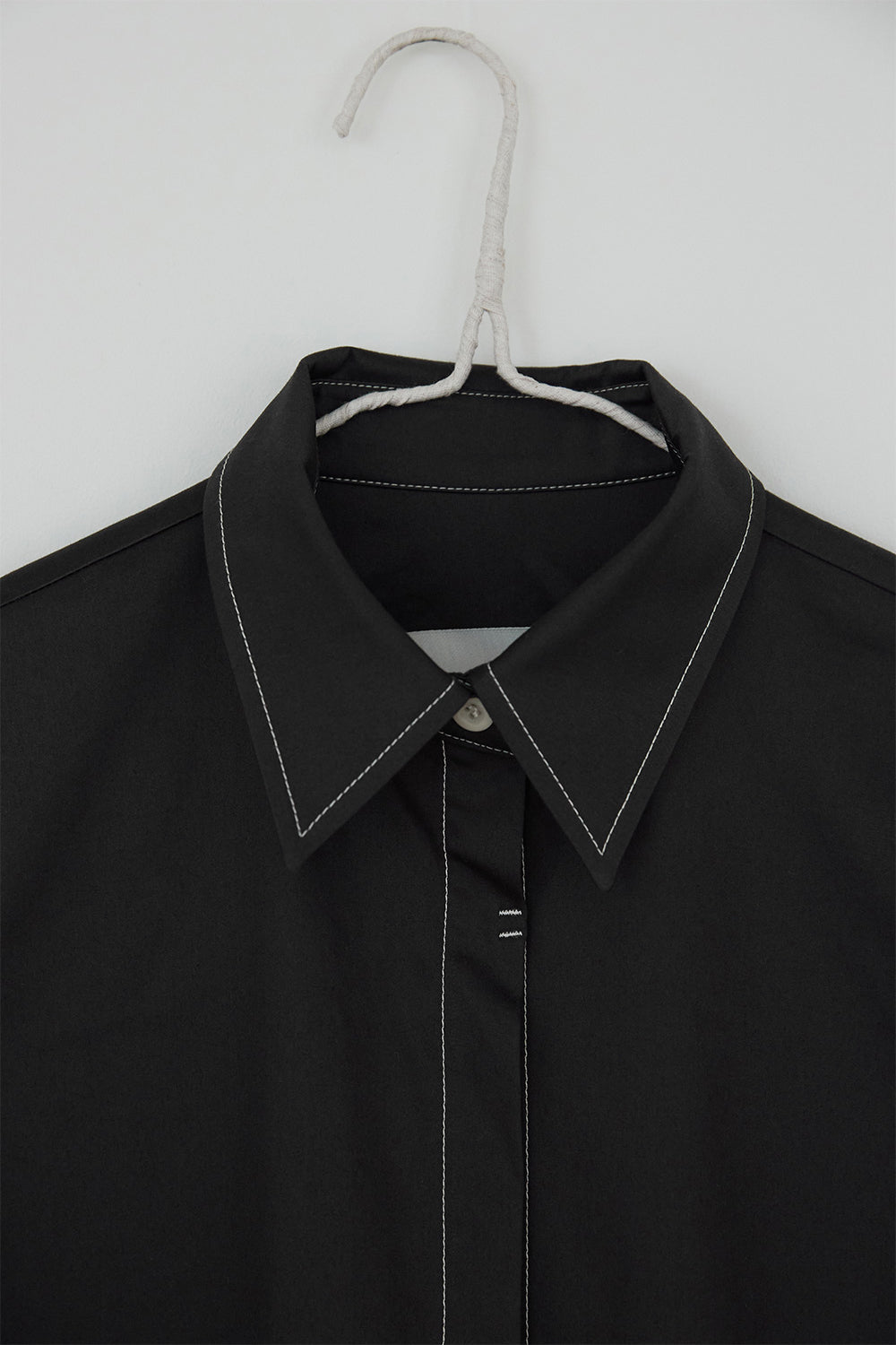 T.O.E Cotton Spandex Hidden Button Blouse Black