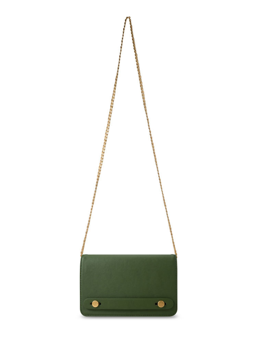 Cactus Leather Gold Chain Clutch Bag, Green(exclusive)