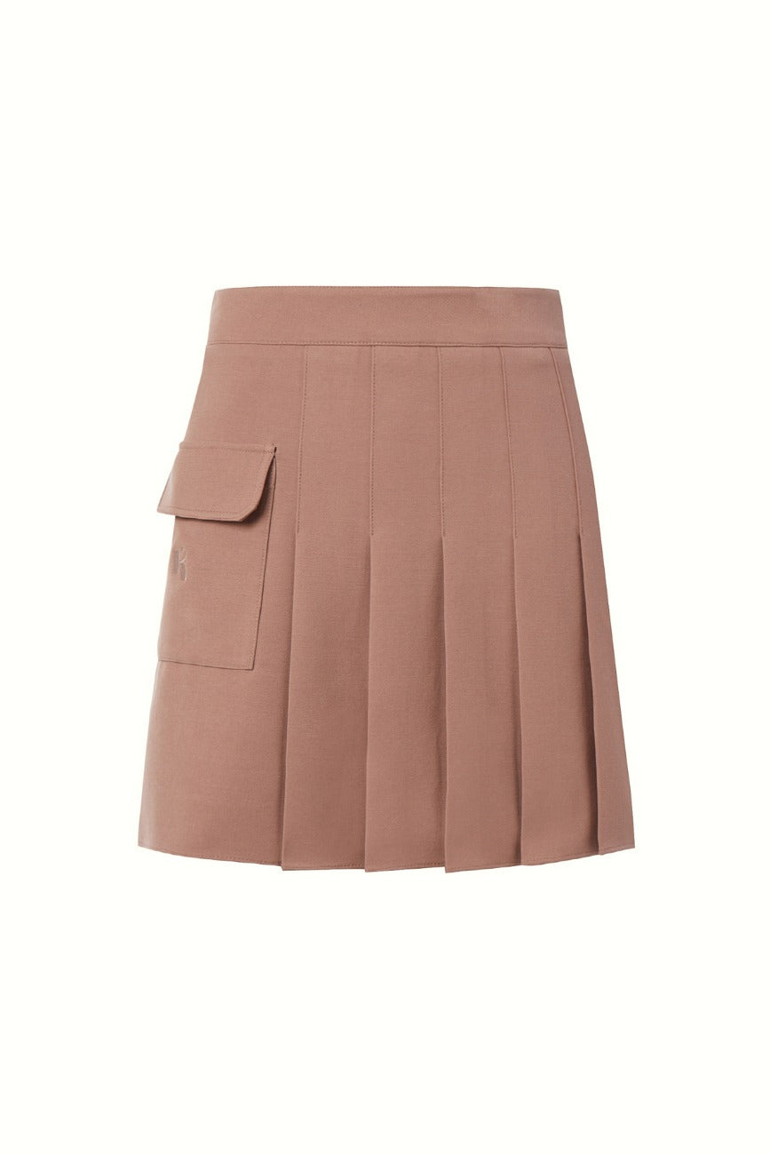 PATCH POCKET PLEATED SKIRT, PINK