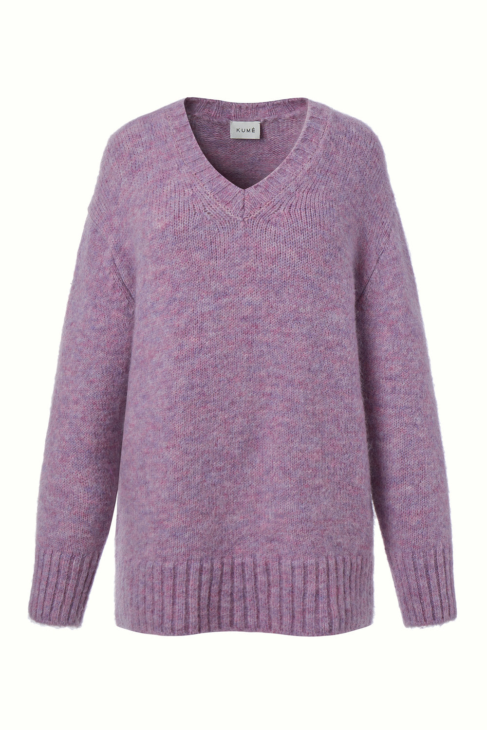 OVERSIZED SOFT MOHAIR SWEATER WITH NECK WARMER, PURPLE