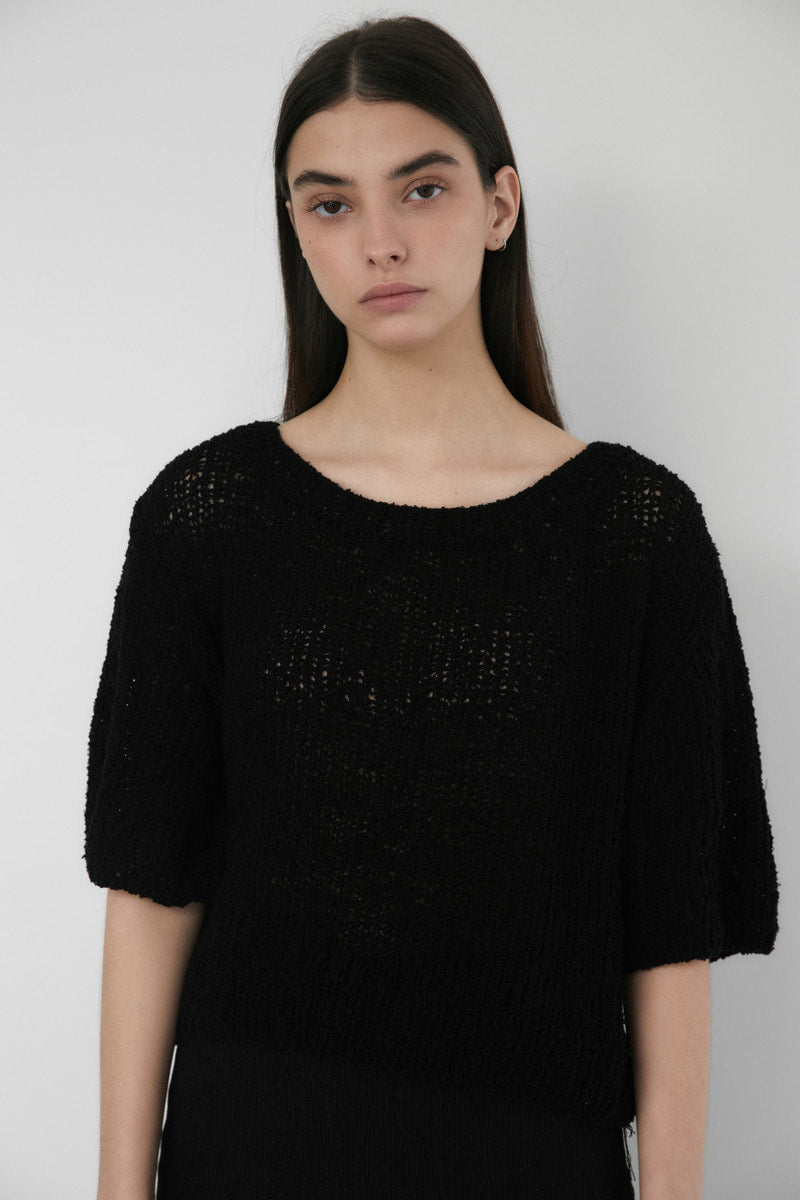 31 crochet knit top (black)