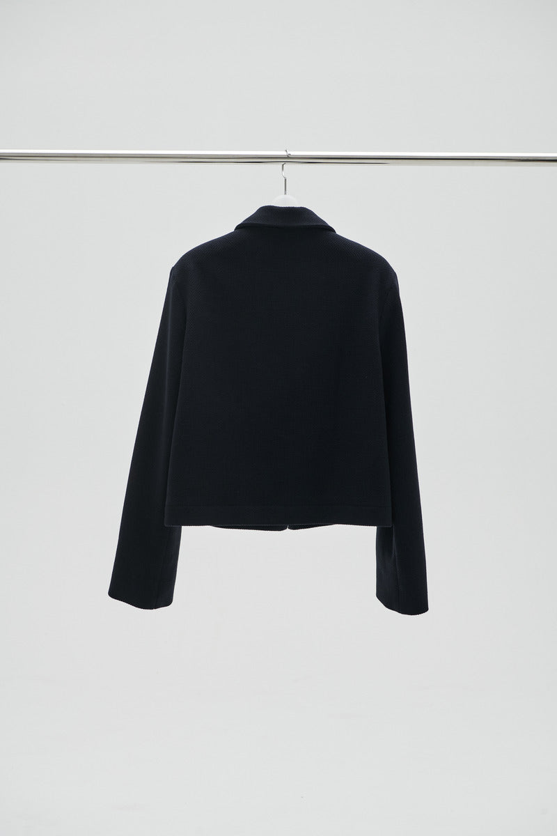 31 two-way zip up wool jacket (navy) - LINGER GALLERY