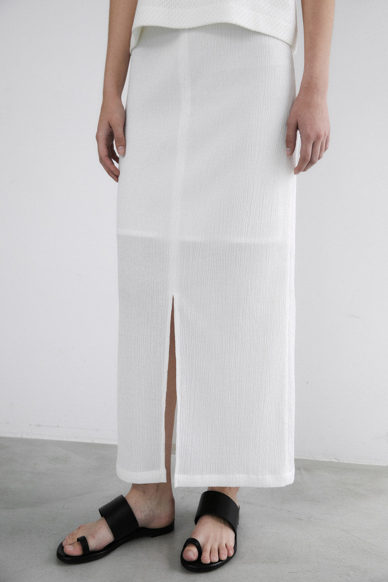 31 wrinkled stretch slit skirt (white)