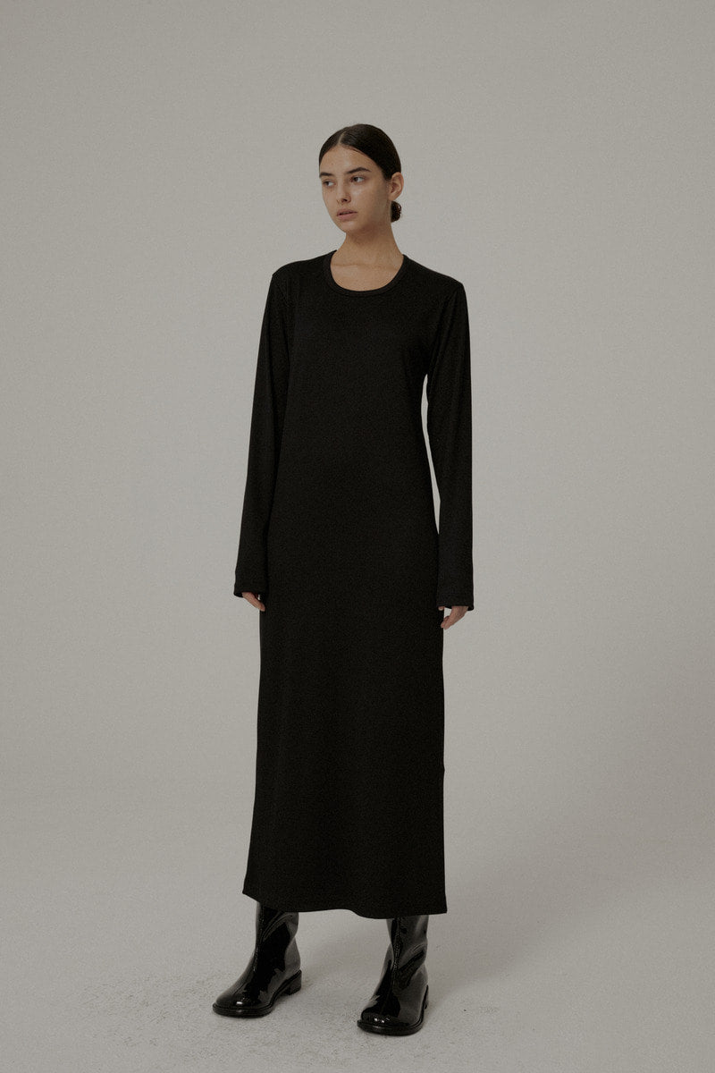 31 heavy nylon jersey maxi dress (black) - LINGER GALLERY