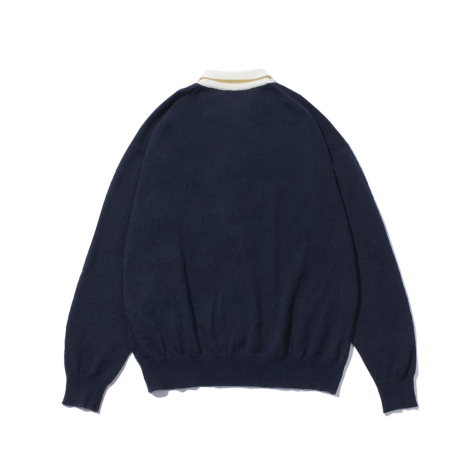 Navy Cashmere Knitted Rugby Shirt
