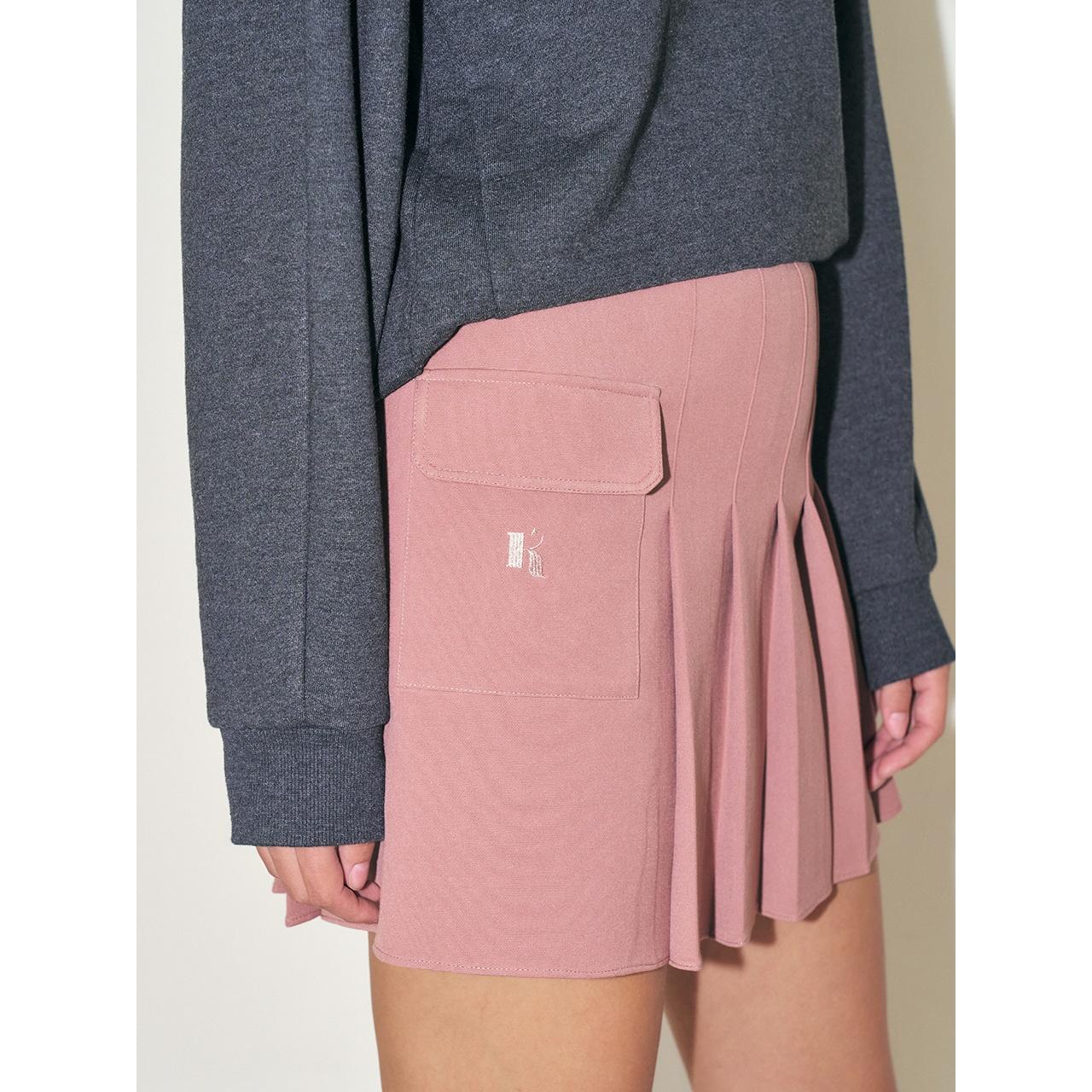 PATCH POCKET PLEATED SKIRT, PINK